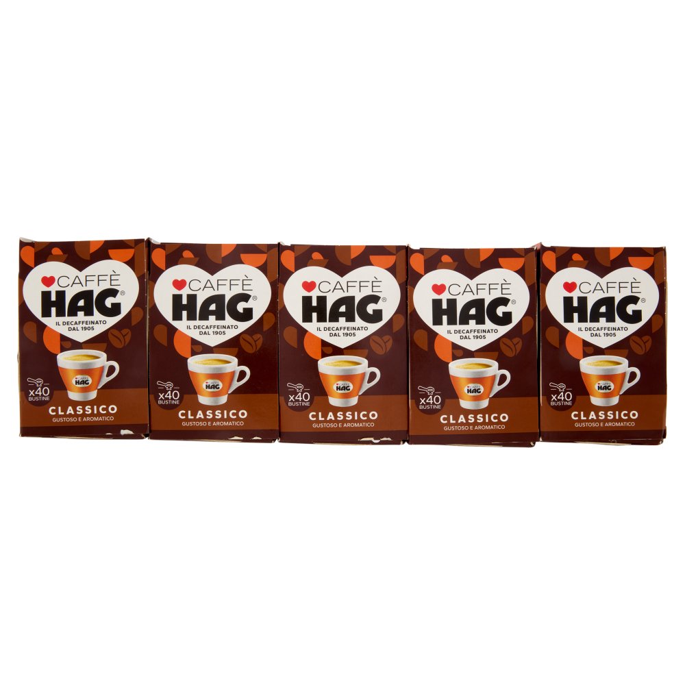 Caffè HAG Bar Bustine di Caffè Macinato Decaffeinato 40 x 5 x Gr.6,5