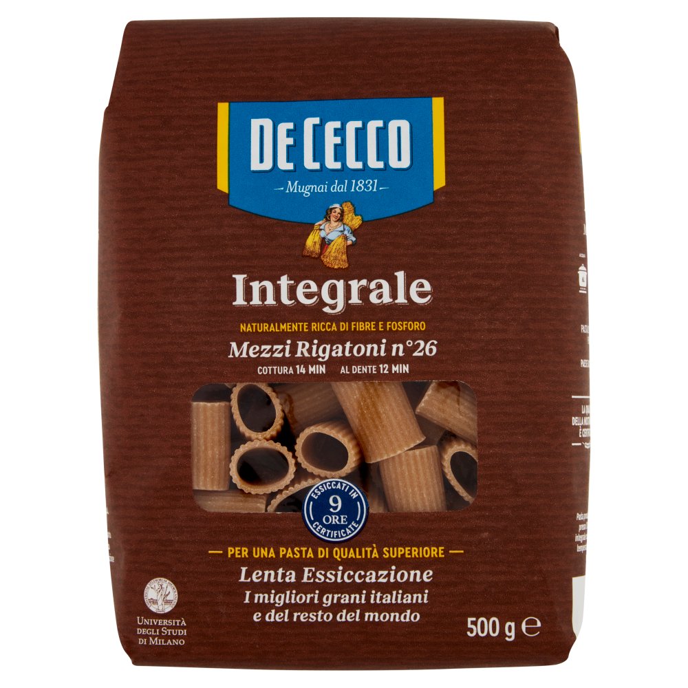 De Cecco Integrale Mezzi Rigatoni N°26 Gr.500