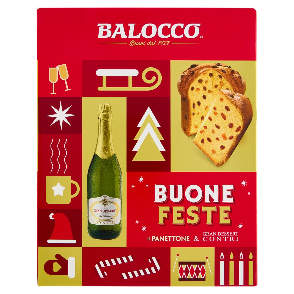 BALOCCO BUONE FESTE PANETTONE+BOTTIGLIA