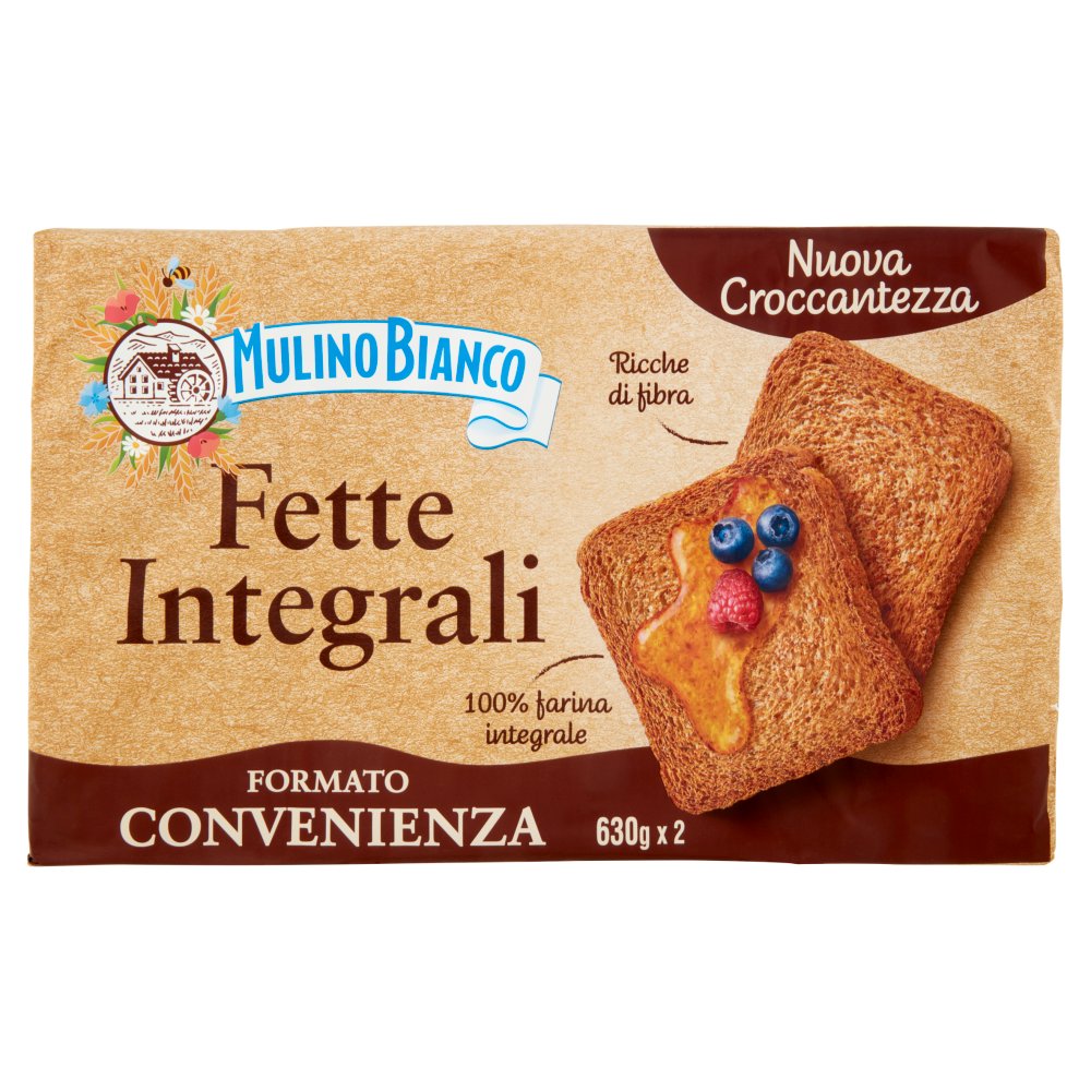 Mulino Bianco Fette Biscottate Integrali Ricche di Fibre Gr.630x2