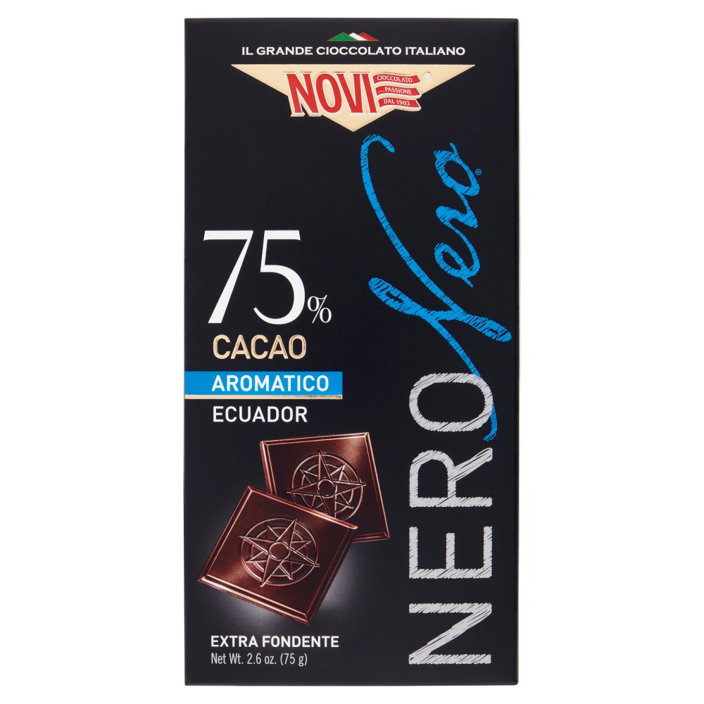 Novi Nero Nero Tavoletta di Cioccolato Ecuador con 75% di Cacao Extra Fondente Gr.75