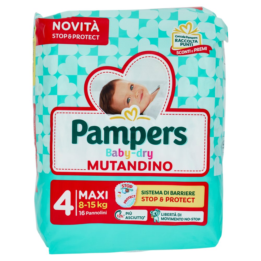 Pampers Pannolini Baby Dry Mutandina Taglia 4 da 8 a 15 Kg Pz.16