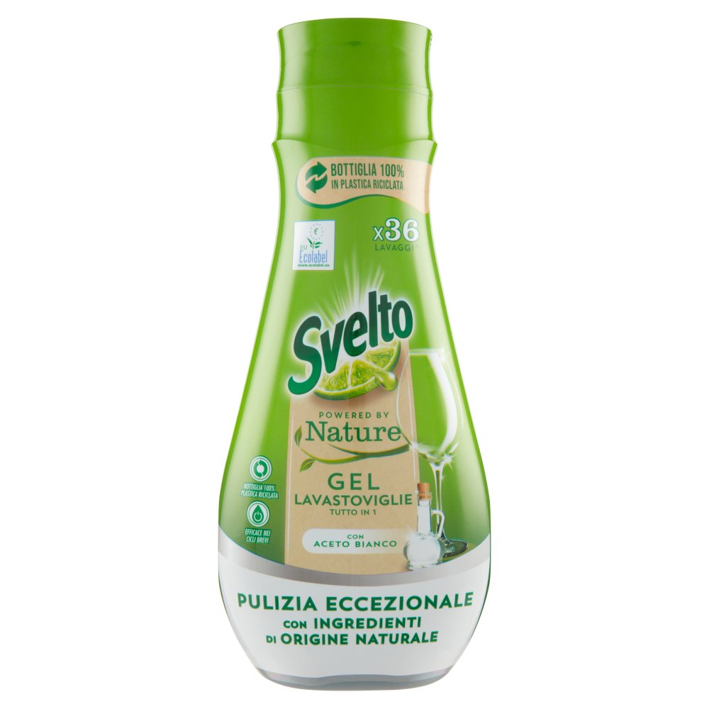 Svelto Gel per Lavastoviglie Powered by Nature con Aceto Bianco 36 Lavaggi Ml.640