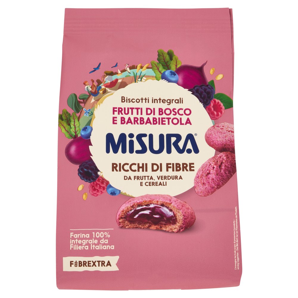 Misura Fibrextra Biscotti con Morbido Ripieno di Frutti di Bosco e Barbabietola Gr.260