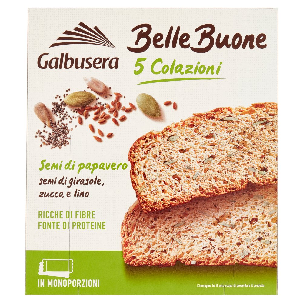 Galbusera Fette Bellebuone con Semi di Papavero, Girasole, Zucca e Lino Gr.200