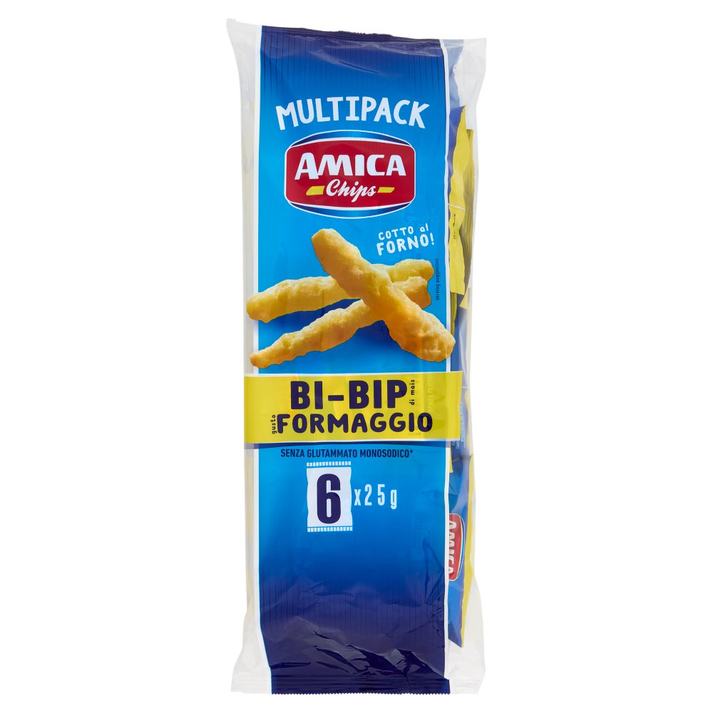 Amica Snack Bi-Bip Croccantini di Mais Gusto Formaggio Pz.6 X Gr.25