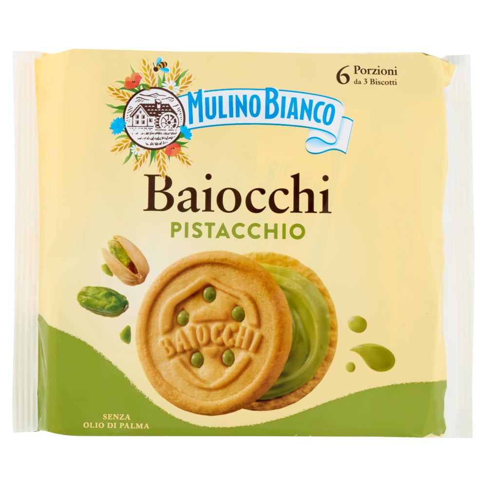 Mulino Bianco Baiocchi Biscotti con Crema al Pistacchio Gr.168