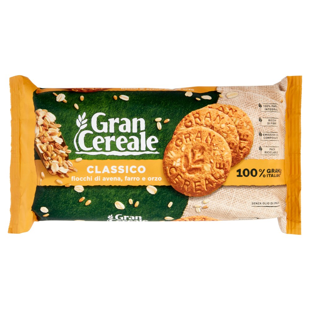 Gran Cereale Classico Biscotti con Fiocchi di Avena Farro e Orzo Gr.500