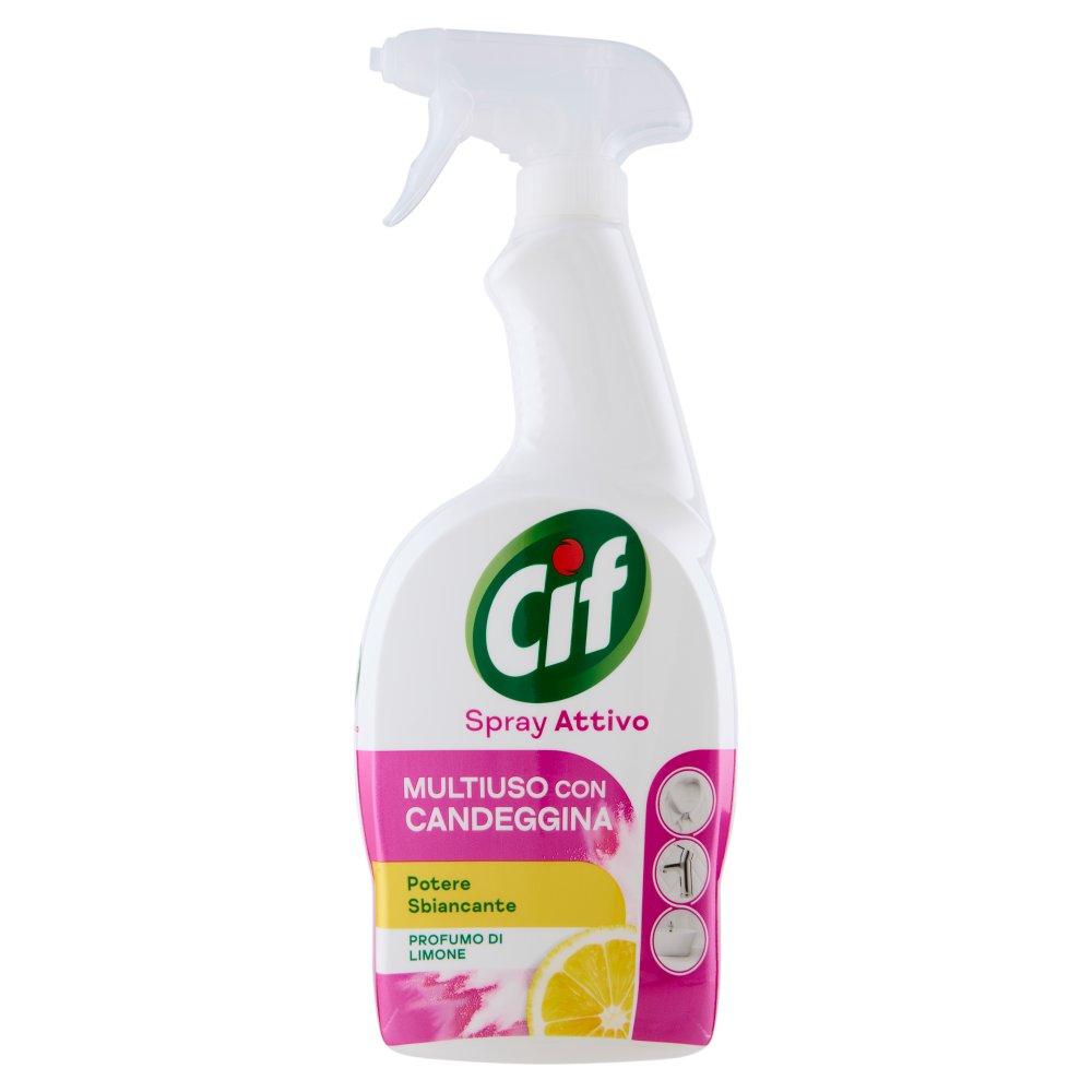 Cif Spray Attivo Multiuso con Candeggina Profumo di Limone Ml.650