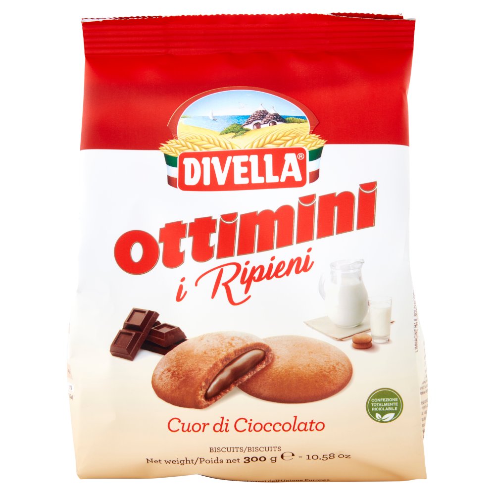 Divella Ottimini Biscotti Ripieni di Cioccolato Gr.300