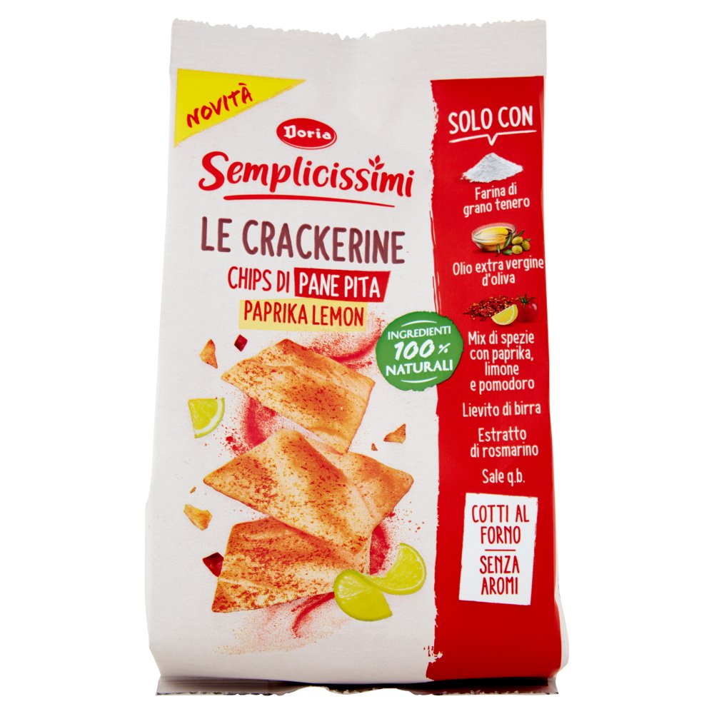 Doria Le Crackerine Semplicissimi Chips di Pane Pita con Paprika e Lemon Gr.90