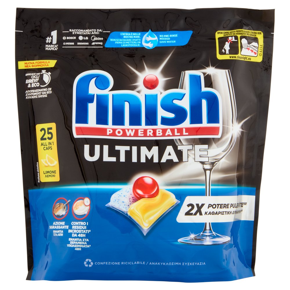 Finish Ultimate All in One Tabs per Lavastoviglie al Limone 25 Pz.