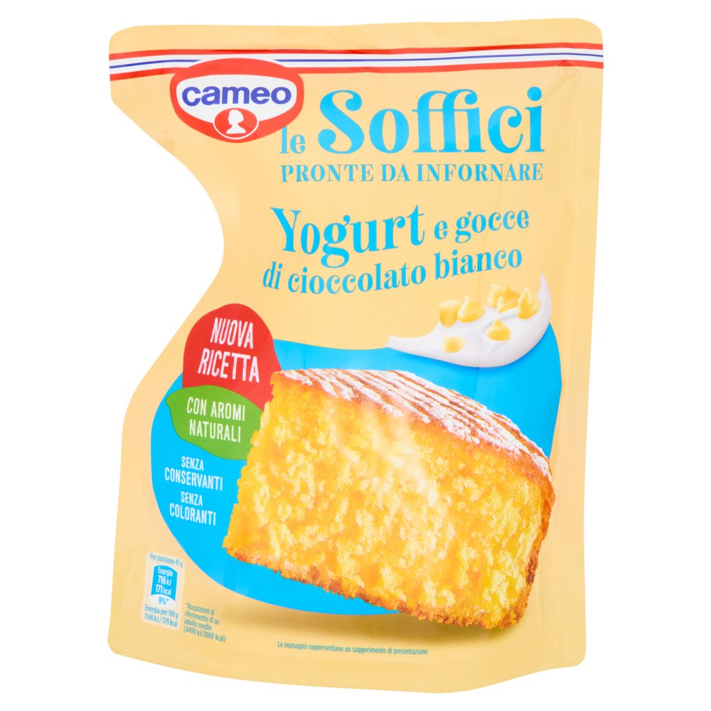 Cameo Le Soffici Preparato per Torta allo Yogurt e Gocce di Cioccolato Bianco Gr.600