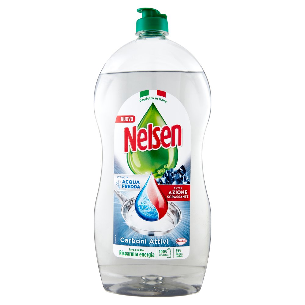 Nelsen Detersivo Liquido per Piatti ai Carboni Attivi Ml.850