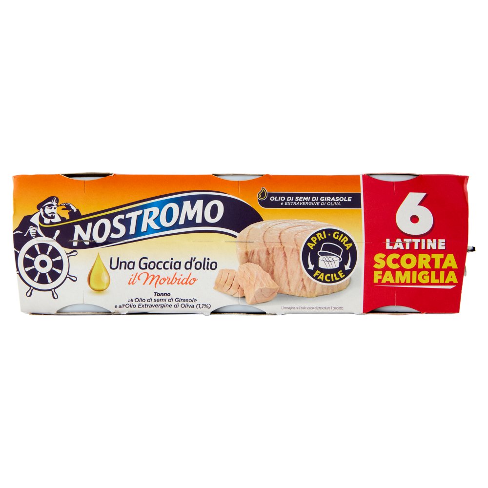 Nostromo Tonno il Morbido all'Olio di Semi di Girasole ed Extravergine di Oliva Pz.6 X Gr.65