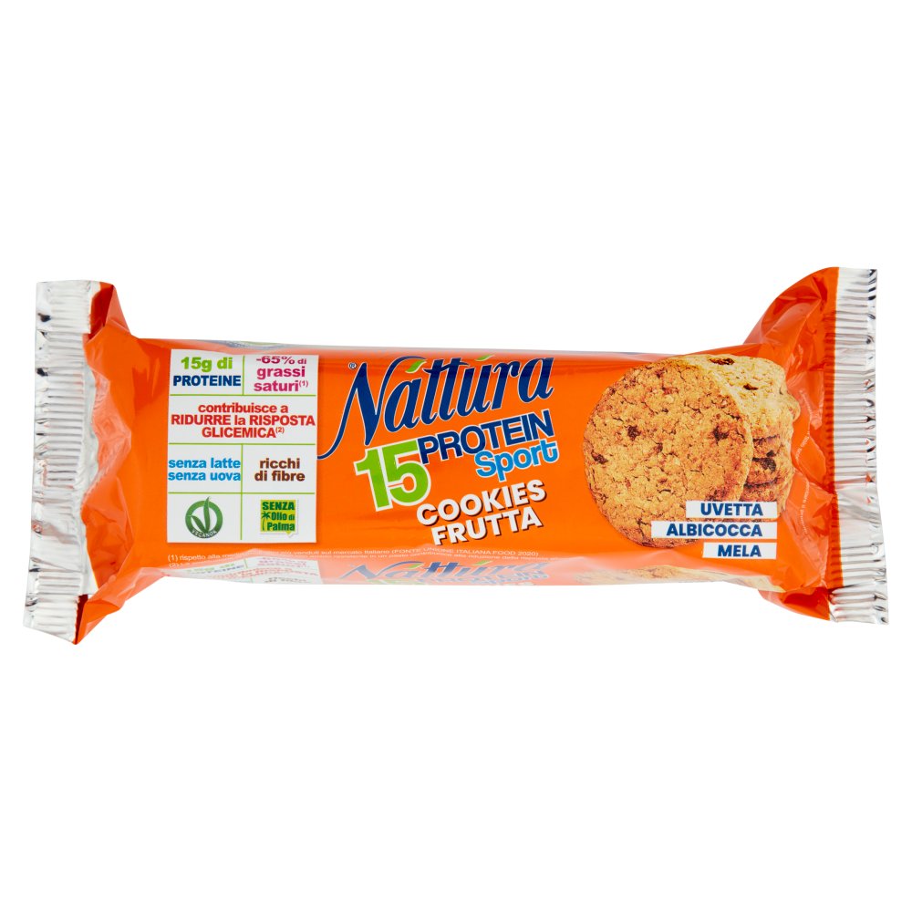Náttúra 15 Protein Sport Cookies Frutta Uvetta Albicocca Mela Gr.200