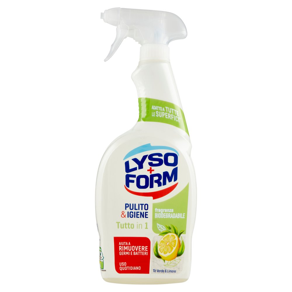 Lysoform Spray Tutto in 1 Disinfetta e Pulisce Profumo Tè Verde e Limone Ml.700