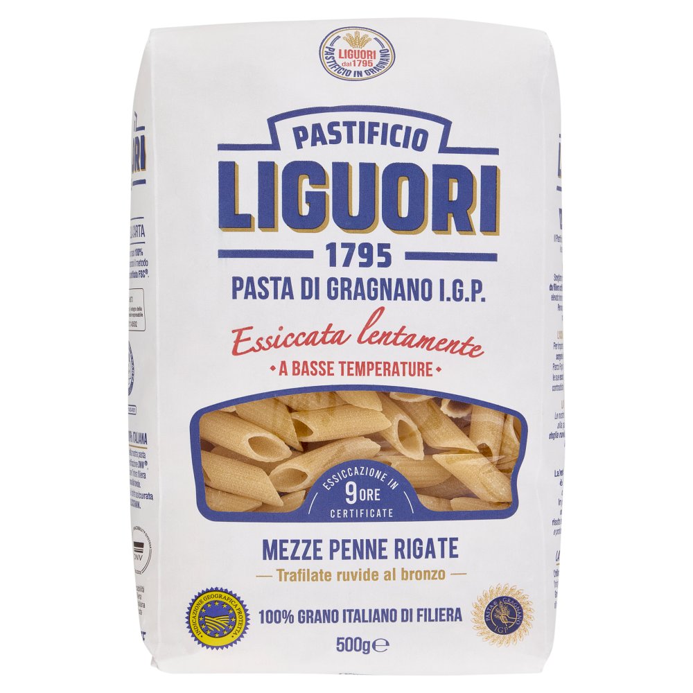 Pastificio Liguori Pasta di Gragnano I.G.P. Mezze Penne Rigate N.37 Gr.500