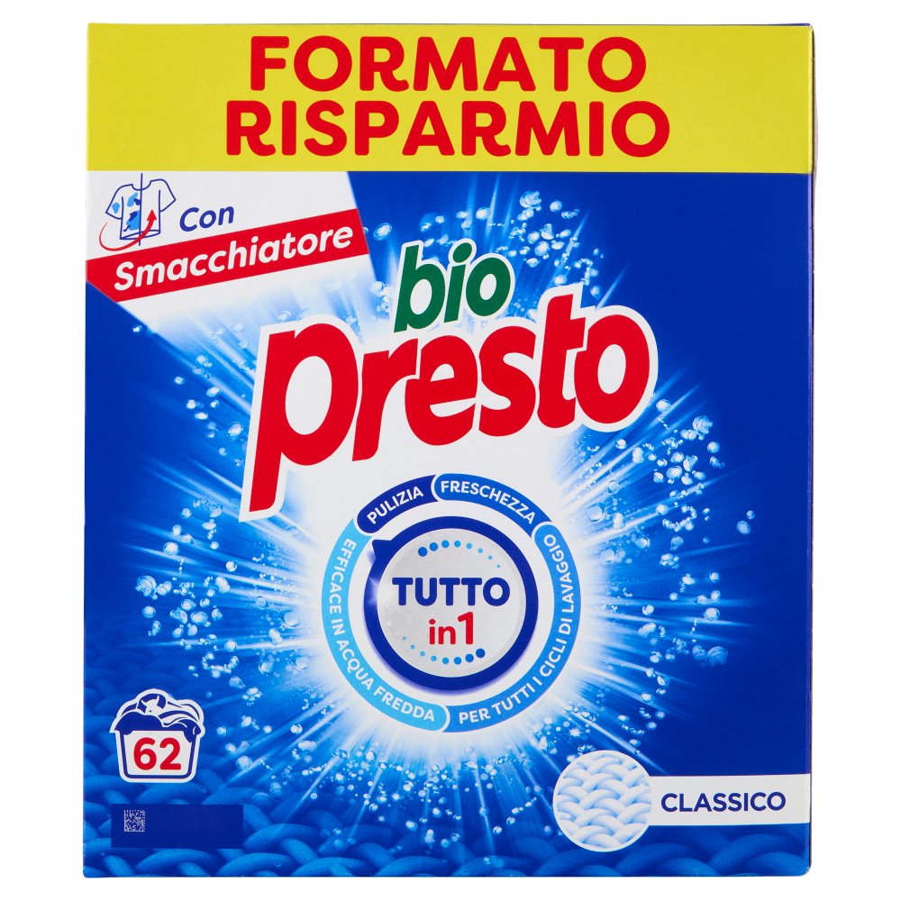 Bio Presto in Polvere 4 Agenti + Smacchiatore 62 Lavaggi Kg.3,1