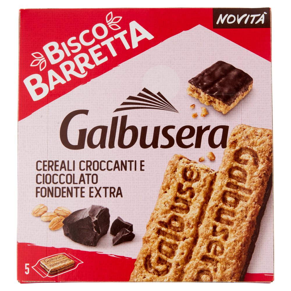 Galbusera BiscoBarretta Cereali Croccanti e Cioccolato Fondente Extra 5 x Gr.46