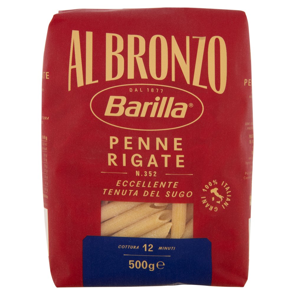 Barilla Pasta Al Bronzo Penne Rigate N°352 Gr.500