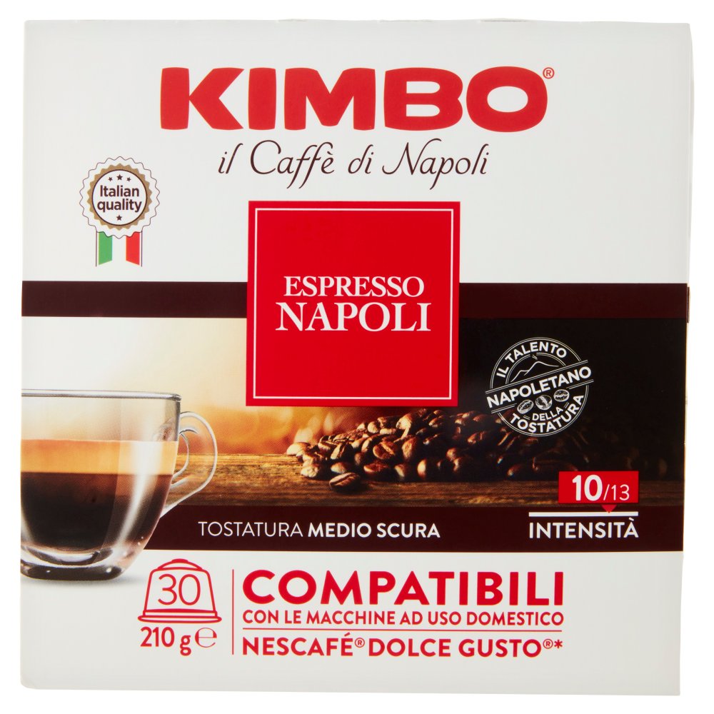 Kimbo Caffè Espresso Napoli Capsule Compatibili con le Macchine Nescafé Dolce Gusto 30 x Gr.7
