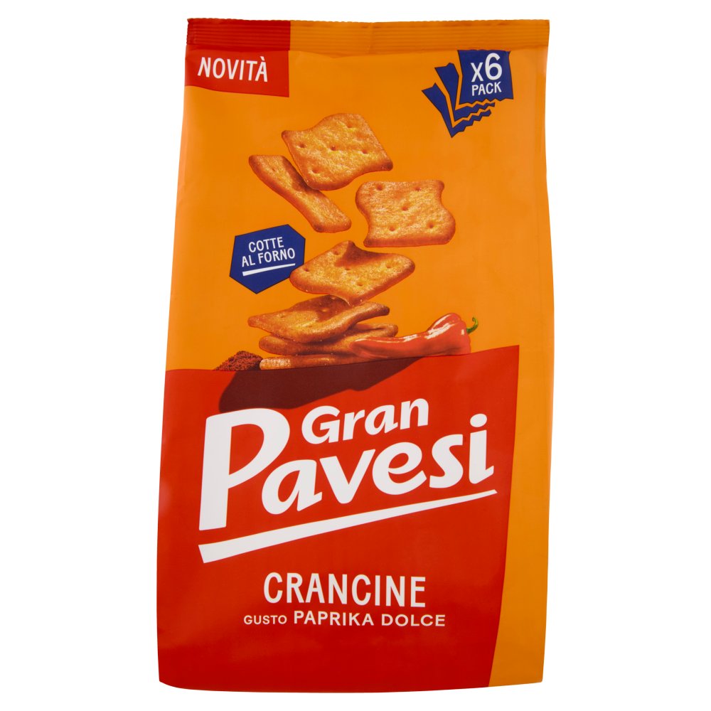 Gran Pavesi Crancine Gusto Paprika Dolce Snack Cotte al Forno Pz.6 Gr.180