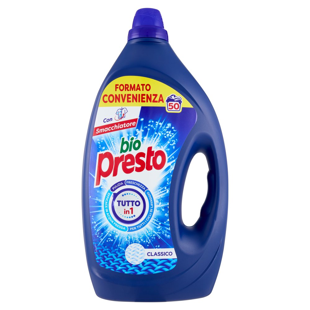 Bio Presto Detersivo Liquido per Lavatrice Classico 50 Lavaggi Ml.2250