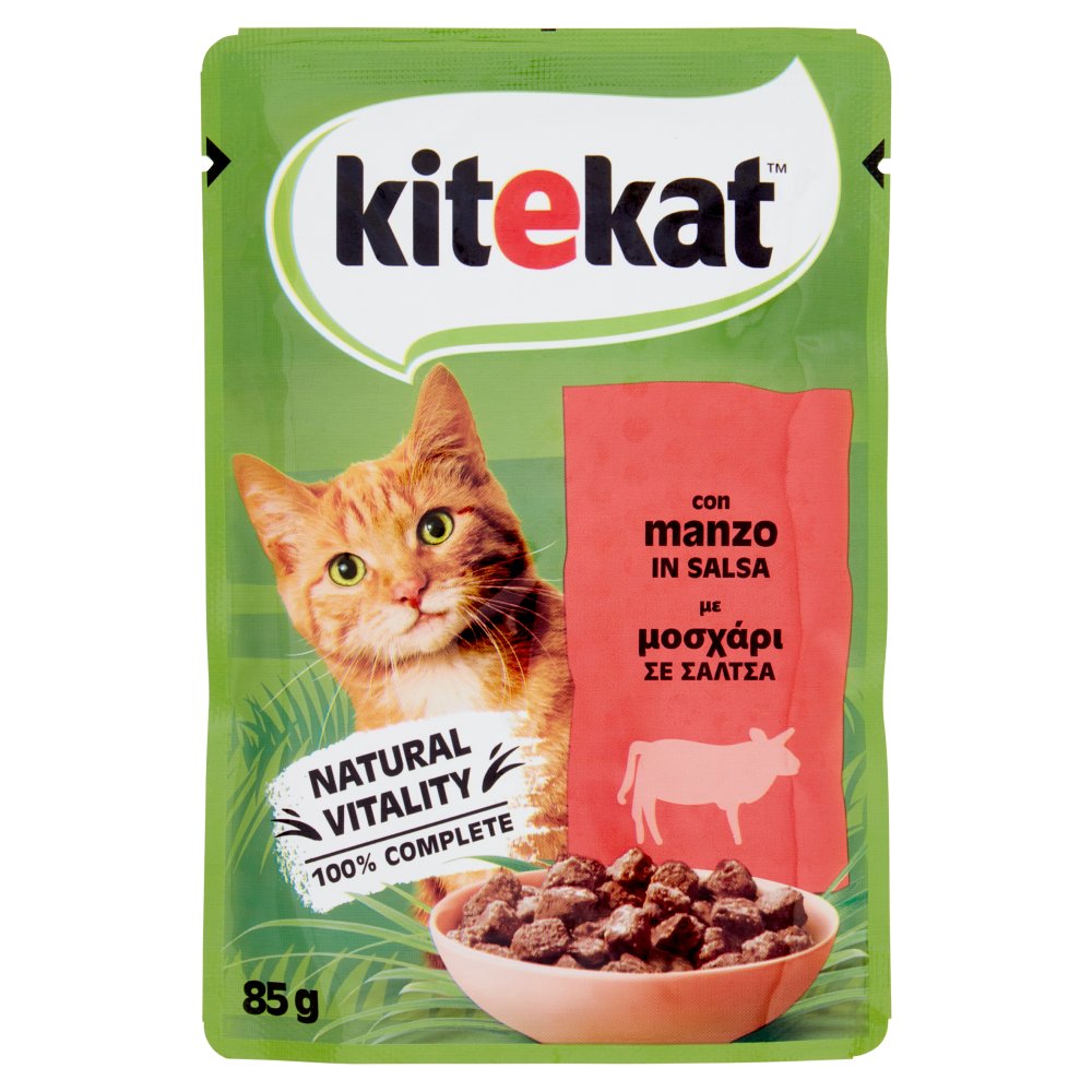 Kitekat Cibo Umido per Gatti con Manzo in Salsa Bustina Gr.85