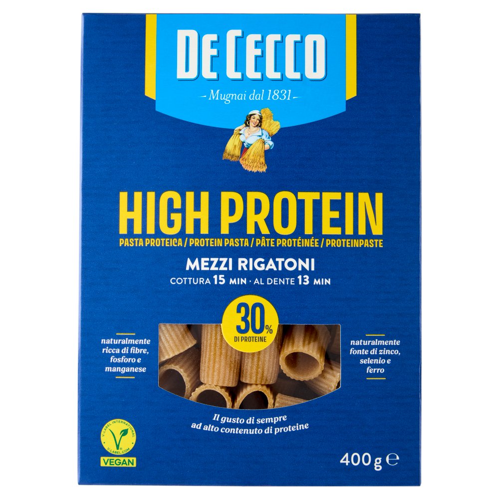 De Cecco High Protein Mezzi Rigatoni N°26 Gr.400