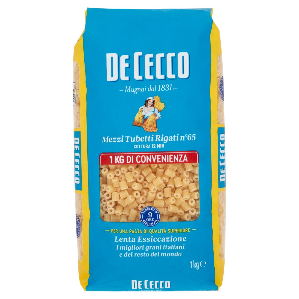 De Cecco Mezzi Tubetti Rigati N°65 Kg.1
