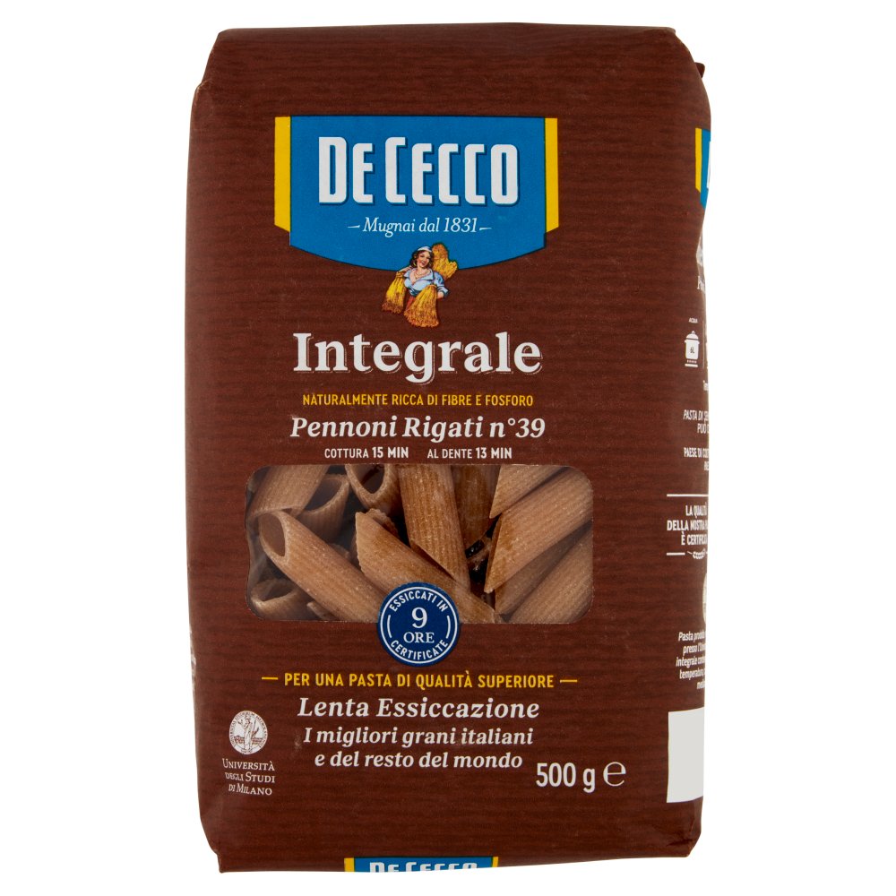 De Cecco Integrale Pennoni Rigati N°39 Gr.500