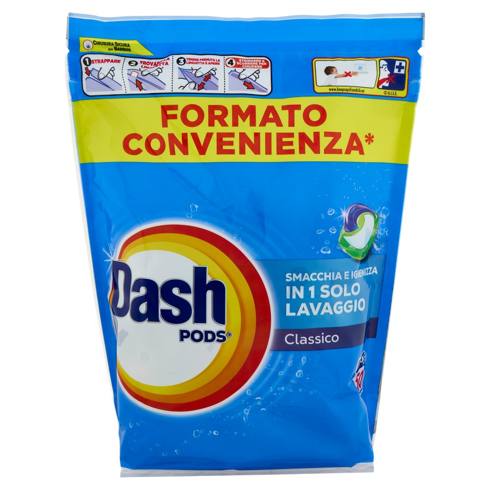 Dash Pods Detersivo Lavatrice In Capsule Classico 50 Lavaggi