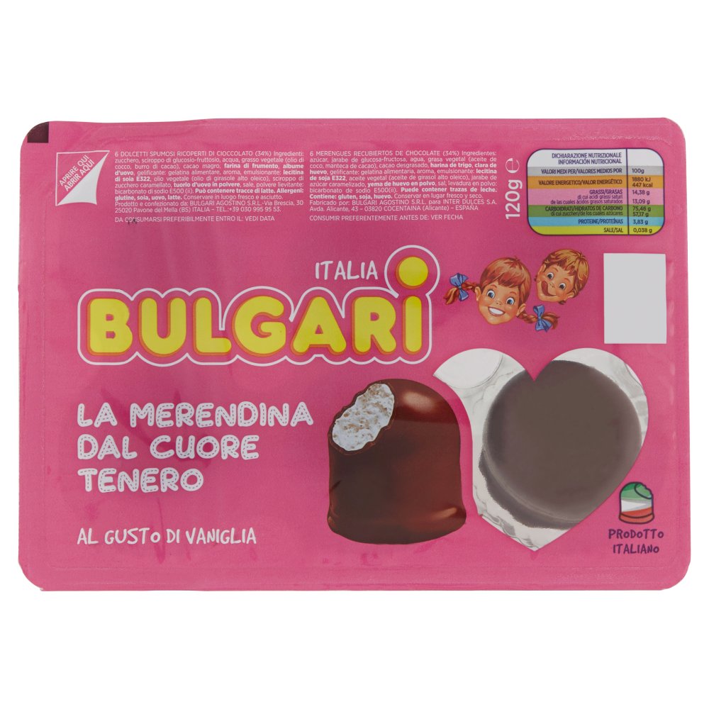 Bulgari la Merendina dal Cuore Tenero al Gusto di Vaniglia Gr.120 