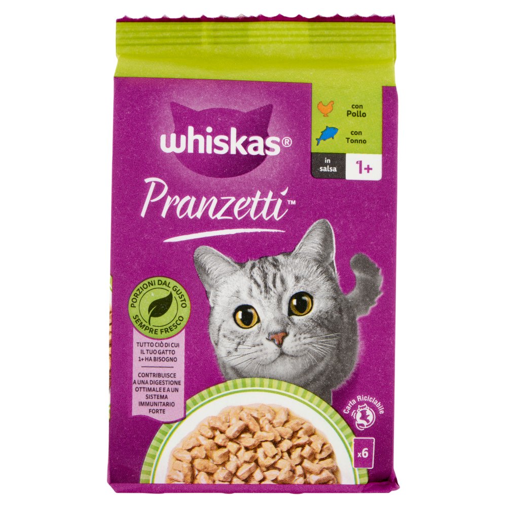 Whiskas Pranzetti in Salsa Con Pollo Manzo e Tonno Gr.50 X Pz.6