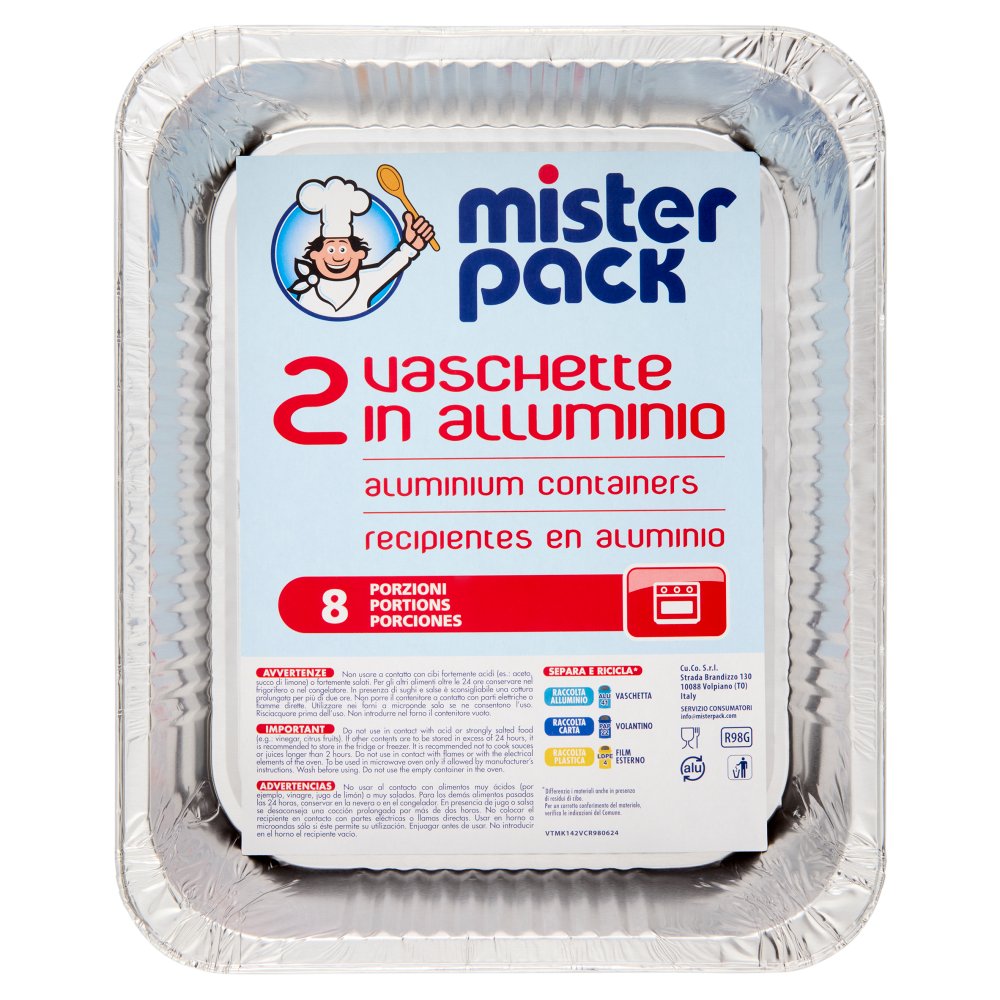 Mister Pack Contenitori Alluminio 8 Porzioni Pz.2