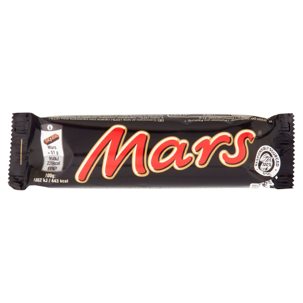 Mars Barretta Snack con Caramello Ricoperta al Cioccolato Gr.51