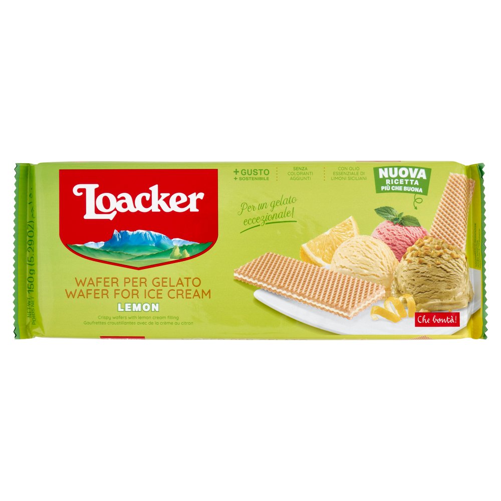 Loacker Wafer per Gelato Lemon con Crema al Limone di Sicilia Gr.150
