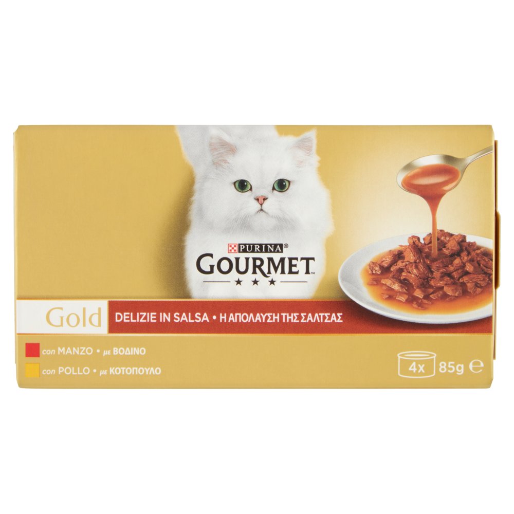 GOURMET GOLD DELIZIE POLLO E MANZO GR.85 X4