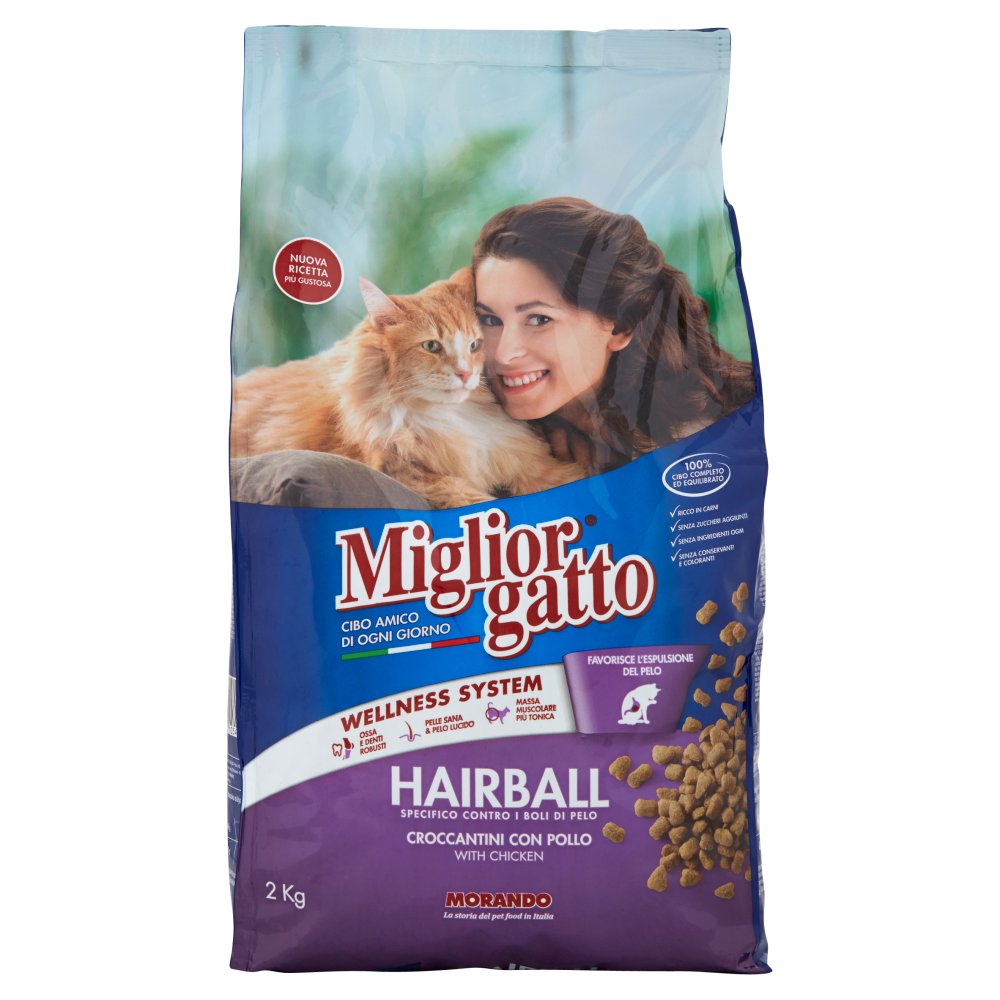 MIGLIOR GATTO CROCCANTINI POLLO HAIRBALL KG.2