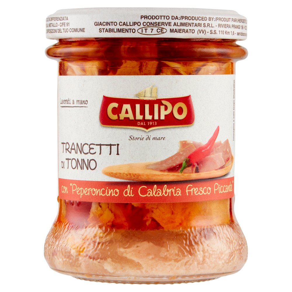 CALLIPO TRACETTI TONNO O.O. CON PEPERONC INO GR 170| Imb. 12