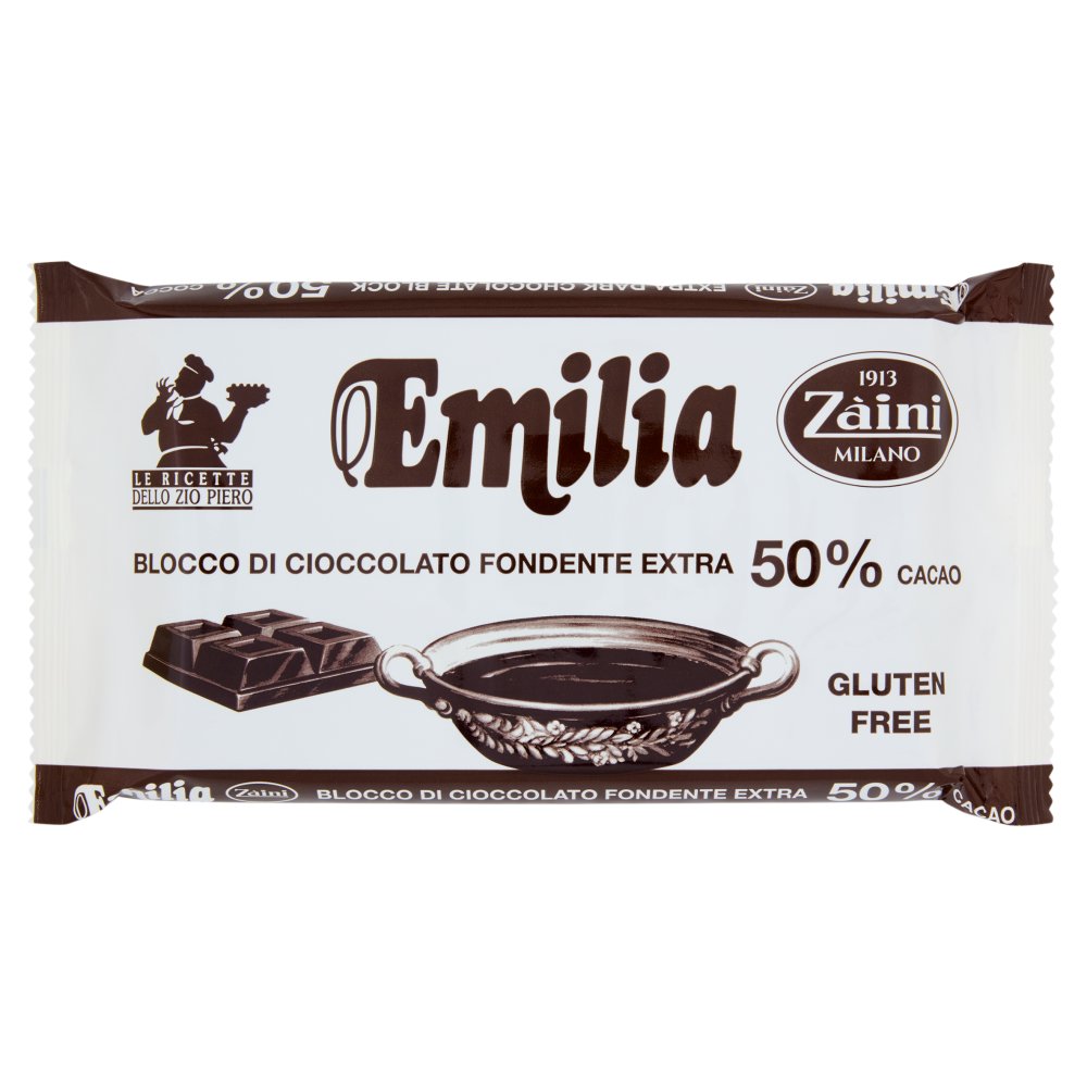 Zàini Emilia Blocco di Cioccolato Fondente Extra 50% Cacao Gr.400
