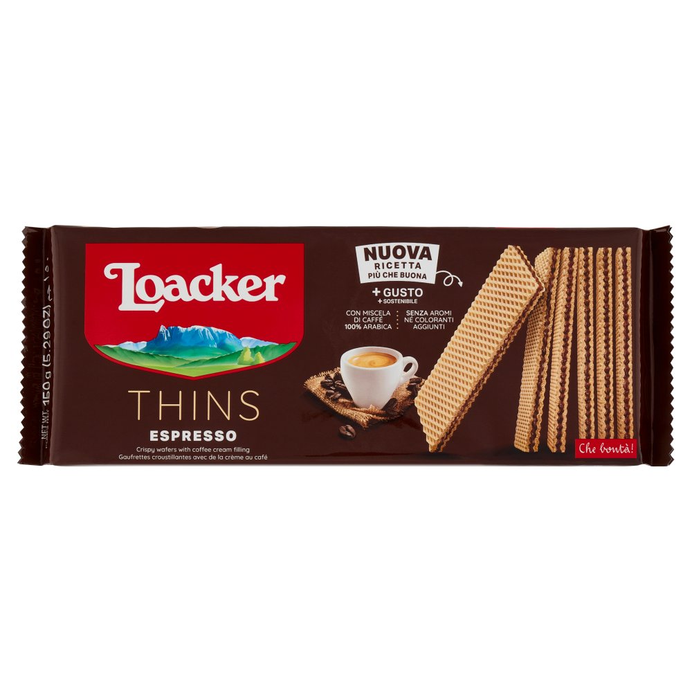 Loacker Wafer Thins Mirtillo Nero Yogurt con Crema ai Mirtilli Neri e al Gusto di Yogurt Gr.150