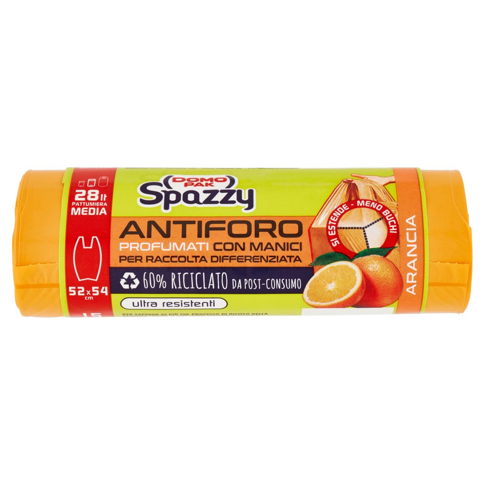 Domopak Spazzy Sacco Spazzatura Arancio Lt.28 Pz.1