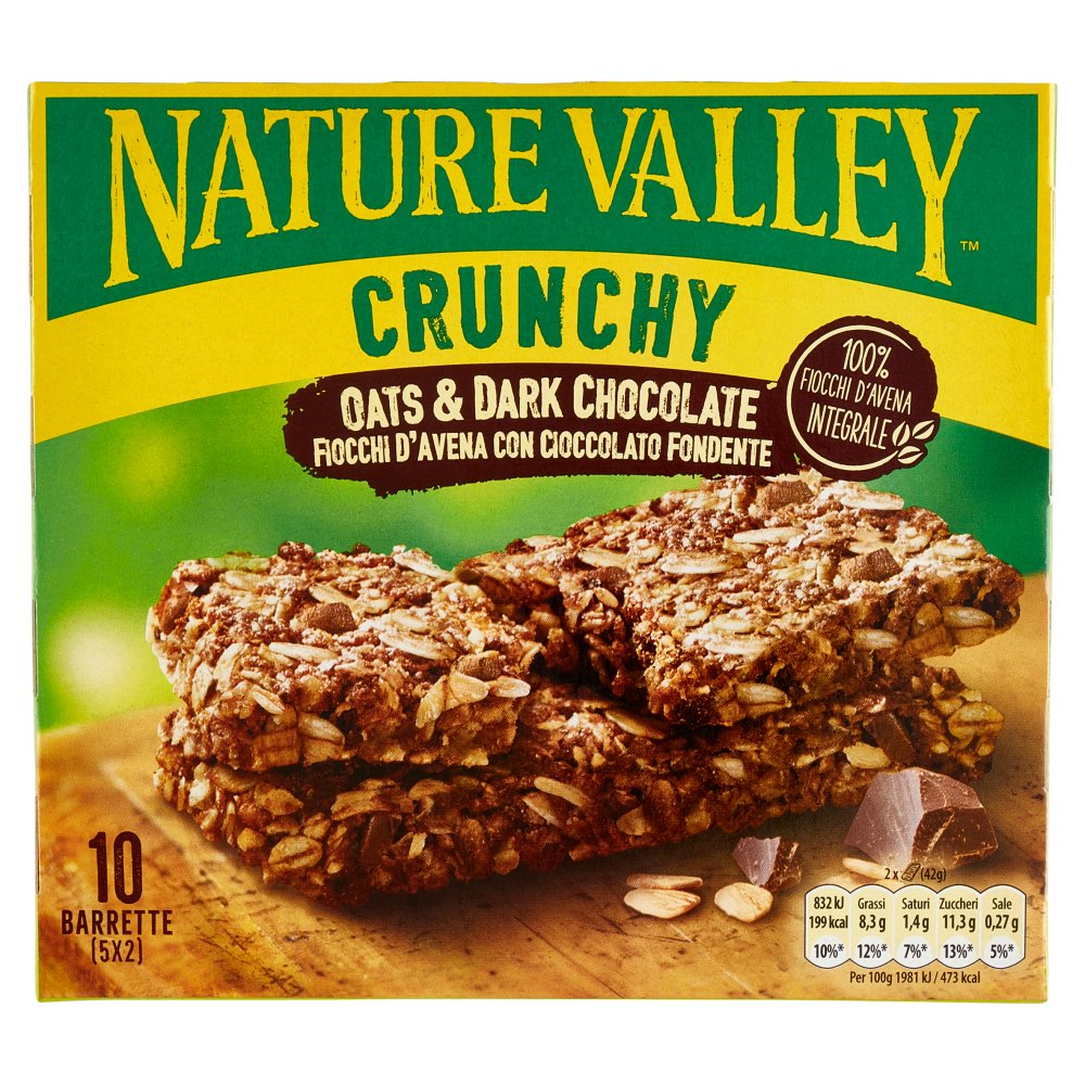 Nature Valley Crunchy Barretta Fiocchi d'Avena con Cioccolato Fondente 5 x Gr.42