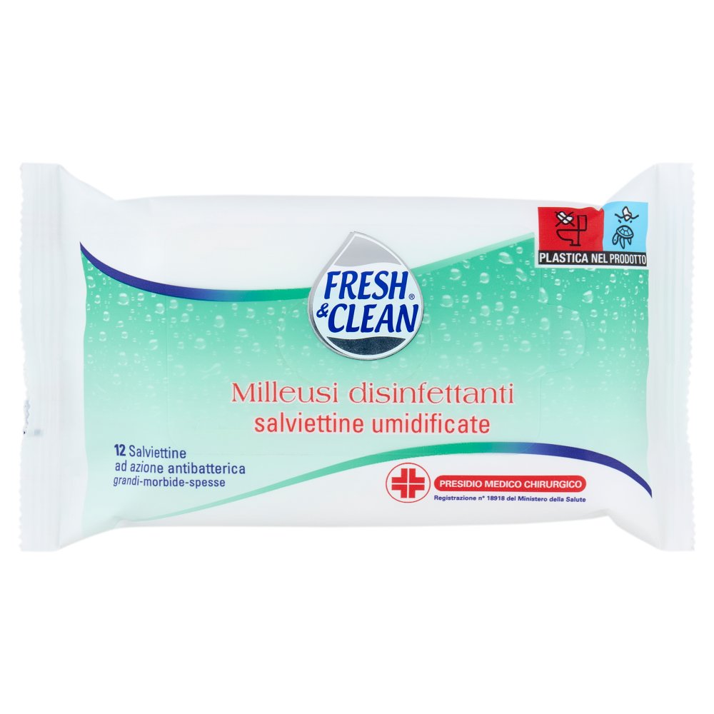 Fresh & Clean Salviettine Milleusi Umidicicate Disinfettanti Pz.20
