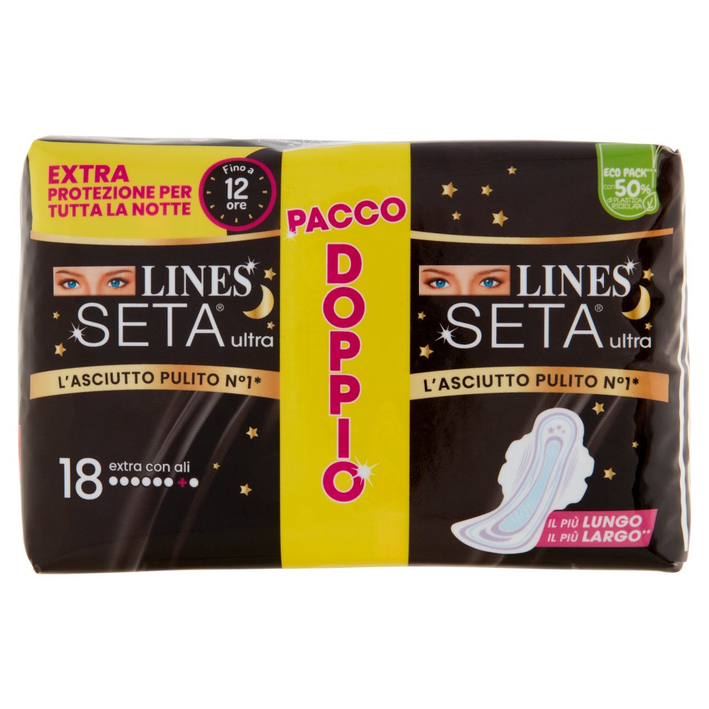 Lines Seta Ultra Extra Assorbenti con Ali Pacco Doppio Pz.18 