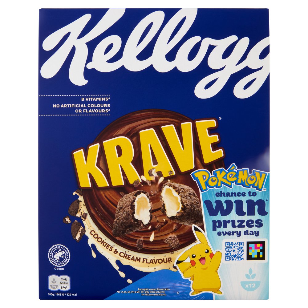 Kellogg's Cereali Krave Gusto Cookies & Cream Gr.375