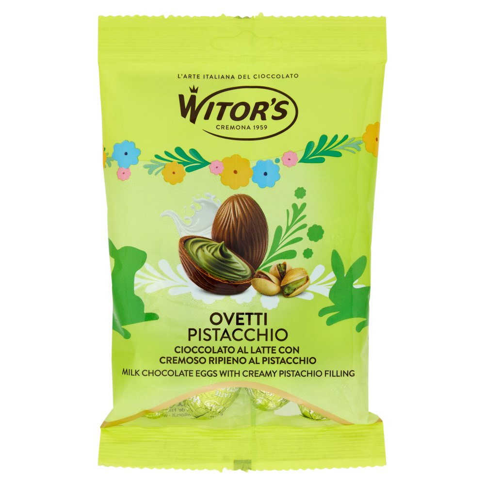 Witor's Ovetti Pistacchio Cioccolato al Latte con Cremoso Ripieno al Pistacchio Gr.110