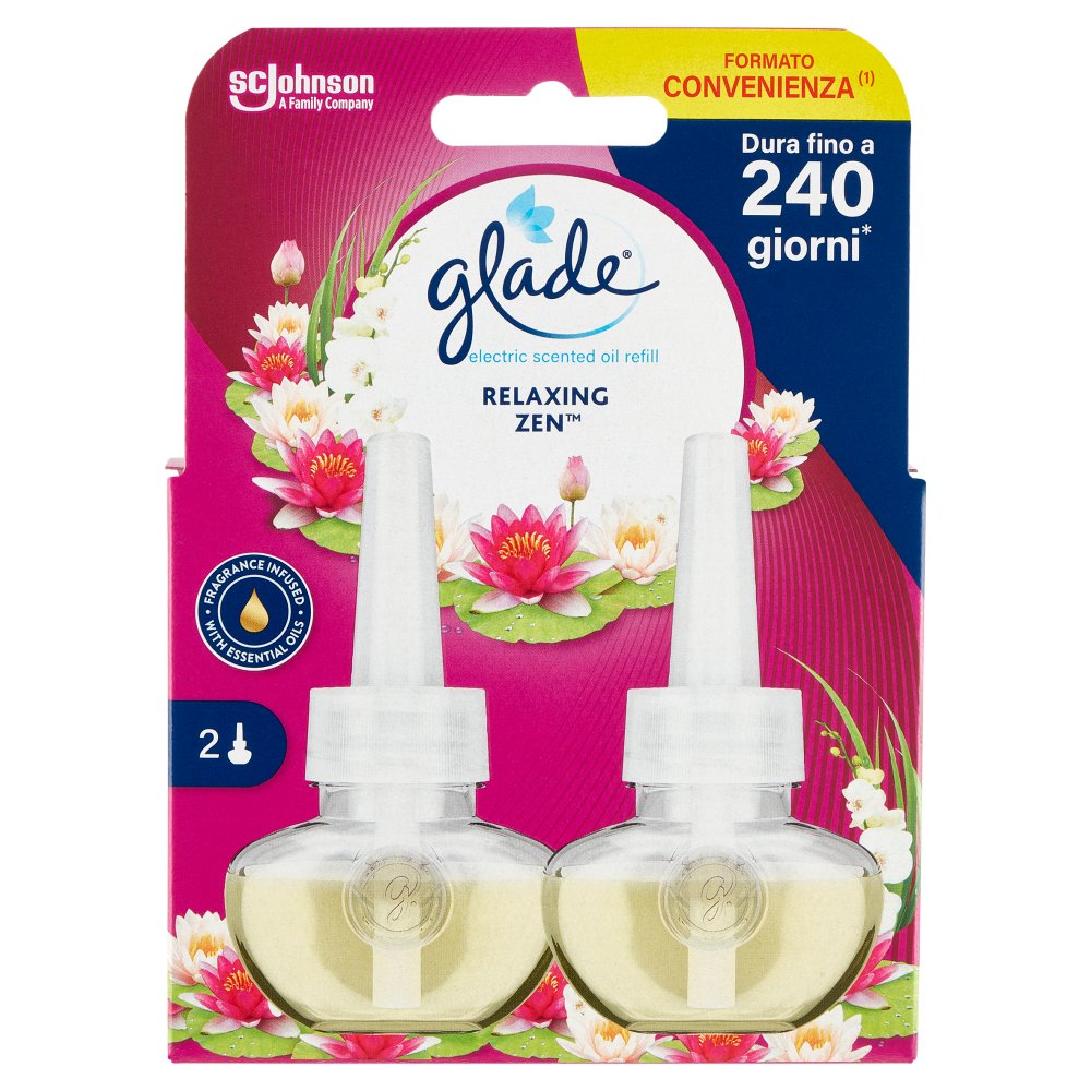 Glade Electric Doppia Ricarica Profumatore per Ambienti Fragranza Relaxing Zen Pz.2 Ml.20